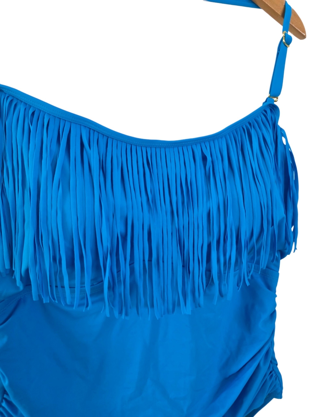 Kim Gravel x Swimsuits For All Fringe One-Piece Swimsuit Turquoise 20W - Picture 3 of 5